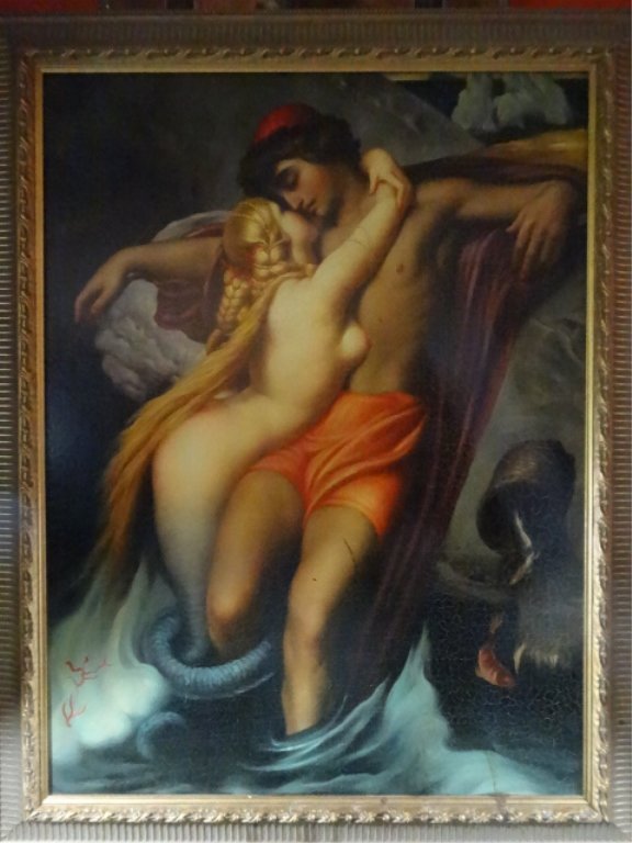 LARGE FRAMED RENAISSANCE STYLE GICLEE, 2 LOVERS, (1 of 3)