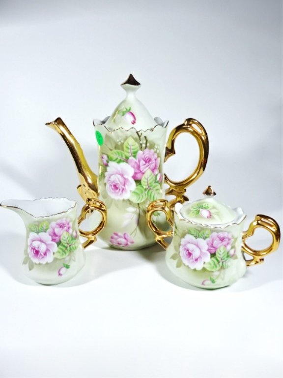 3 PC LEFTON CHINA TEA SET, HANDPAINTED AND GILDED (1 of 8)