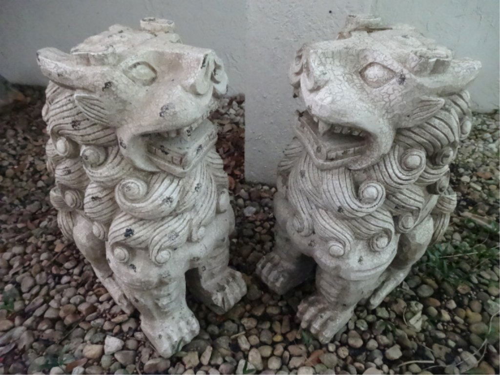 PAIR CHINESE STYLE RESIN FOO DOGS, APPROX 28"H, SKU840 (1 of 3)