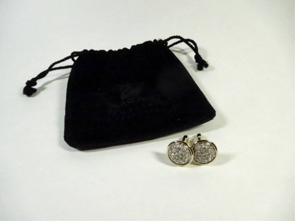PAIR SWAROVSKI CRYSTAL CUFFLINKS, APPROX 5/8" DIAMETER, (1 of 4)