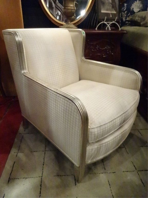 SILVER GILT CLUB CHAIR BY INTERIOR CRAFTS, HOLLYWOOD (1 of 8)