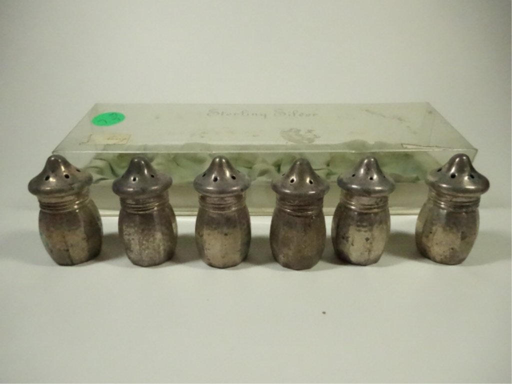 6 PC STERLING SILVER SALT SHAKERS, APPROX 41 GRAMS, (1 of 4)