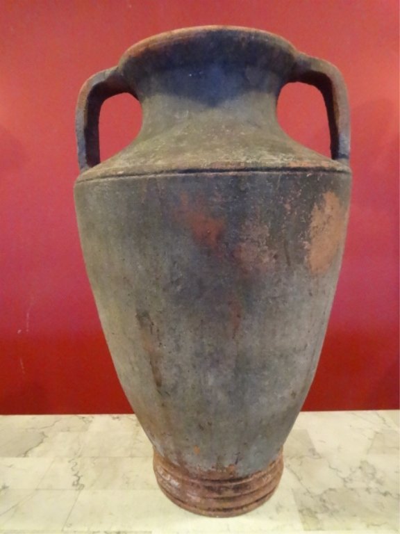 LARGE POTTERY URN, GOOD CONDITION WITH ONE SMALL HOLE (1 of 4)