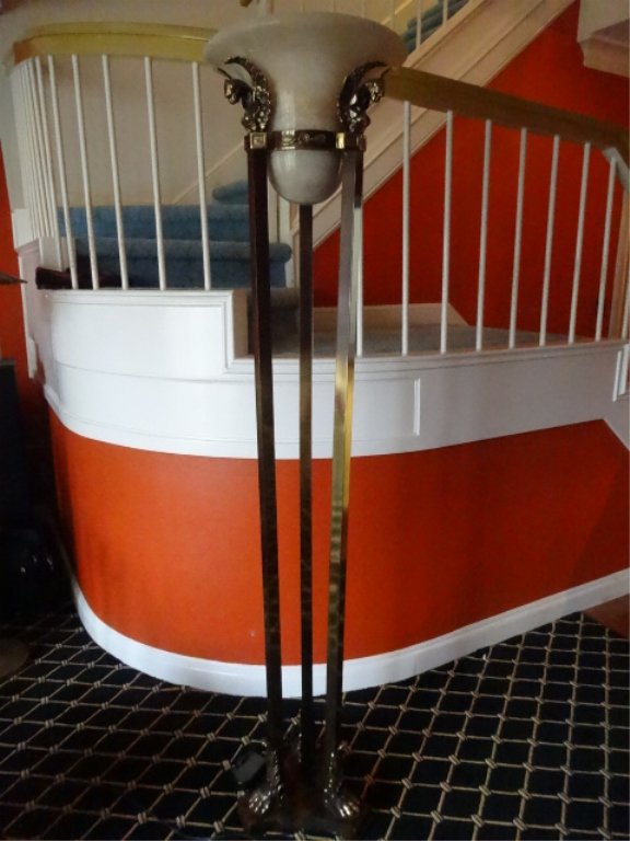 LARGE NEOCLASSICAL TORCHIERE, BRASS GRIFFINS (1 of 5)