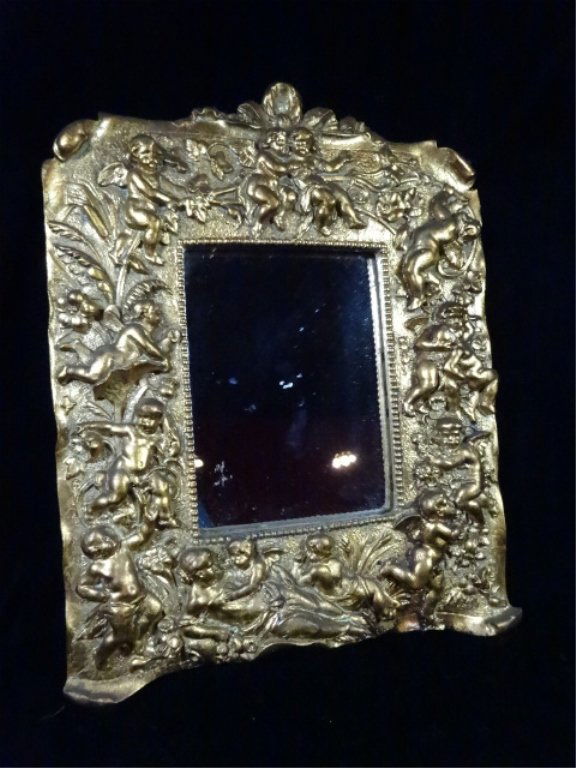 SMALL GOLD FRAME MIRROR, APPROX 10.5" X 8.5" (1 of 4)