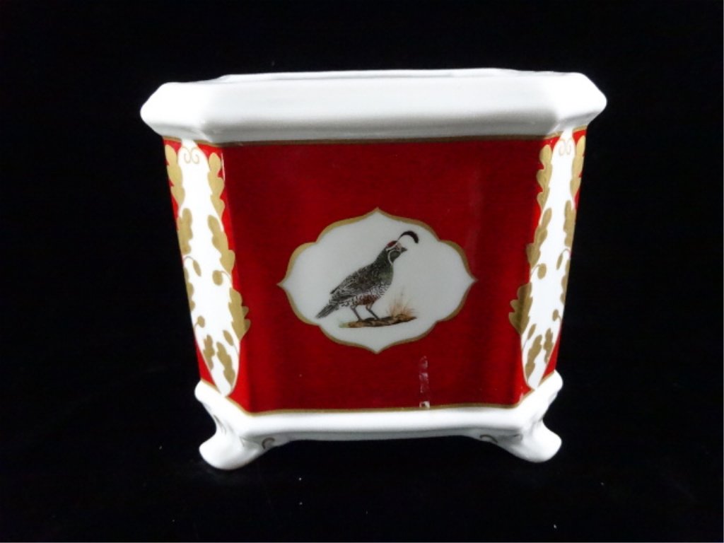 LYNN CHASE DESIGNS WINTER GAME BIRDS CACHEPOT, APPROX (1 of 5)