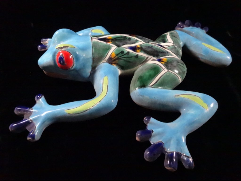 LARGE BLUE POTTERY FROG, APPROX 17.5" (1 of 4)