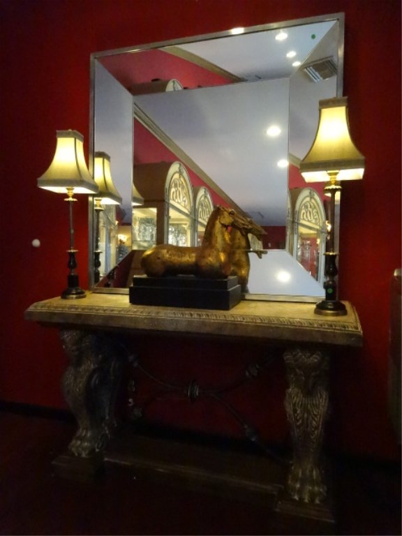 LARGE MODERN MIRROR WITH MIRROR AND STEEL FRAME, (1 of 4)