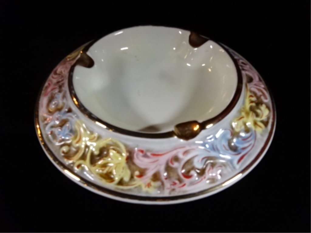 R. CAPODIMONTE PORCELAIN ASHTRAY, MARKED, 7" X 2.5", (1 of 5)