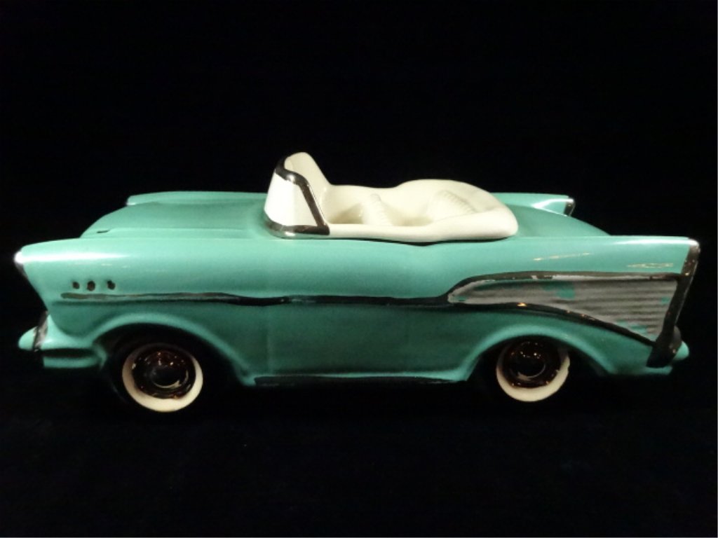 1957 CHEVY BEL AIR CONVERTIBLE COOKIE JAR, TEAL WITH (1 of 6)