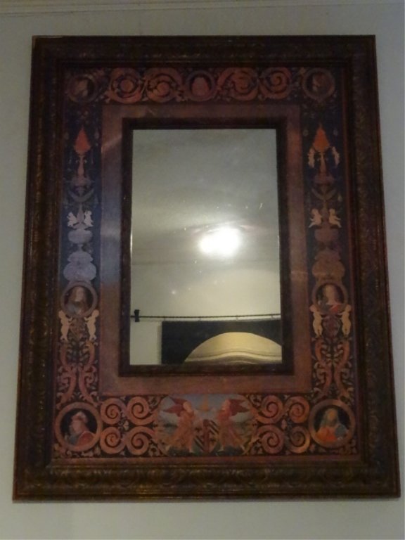 RENAISSANCE STYLE PAINTED WOOD FRAME MIRROR, ANTIQUED (1 of 5)