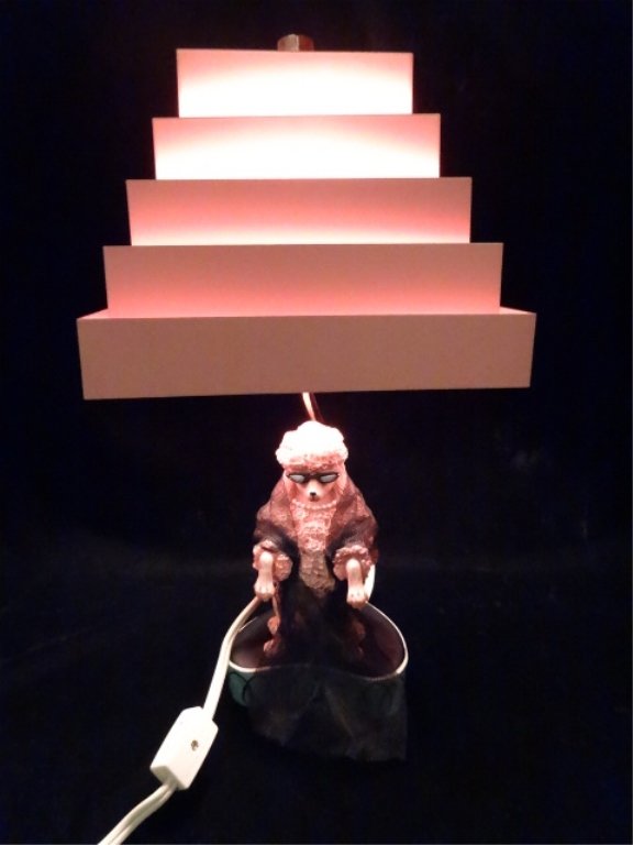 PINK POODLE LAMP WITH METAL SHADE, APPROX 15"H (1 of 6)