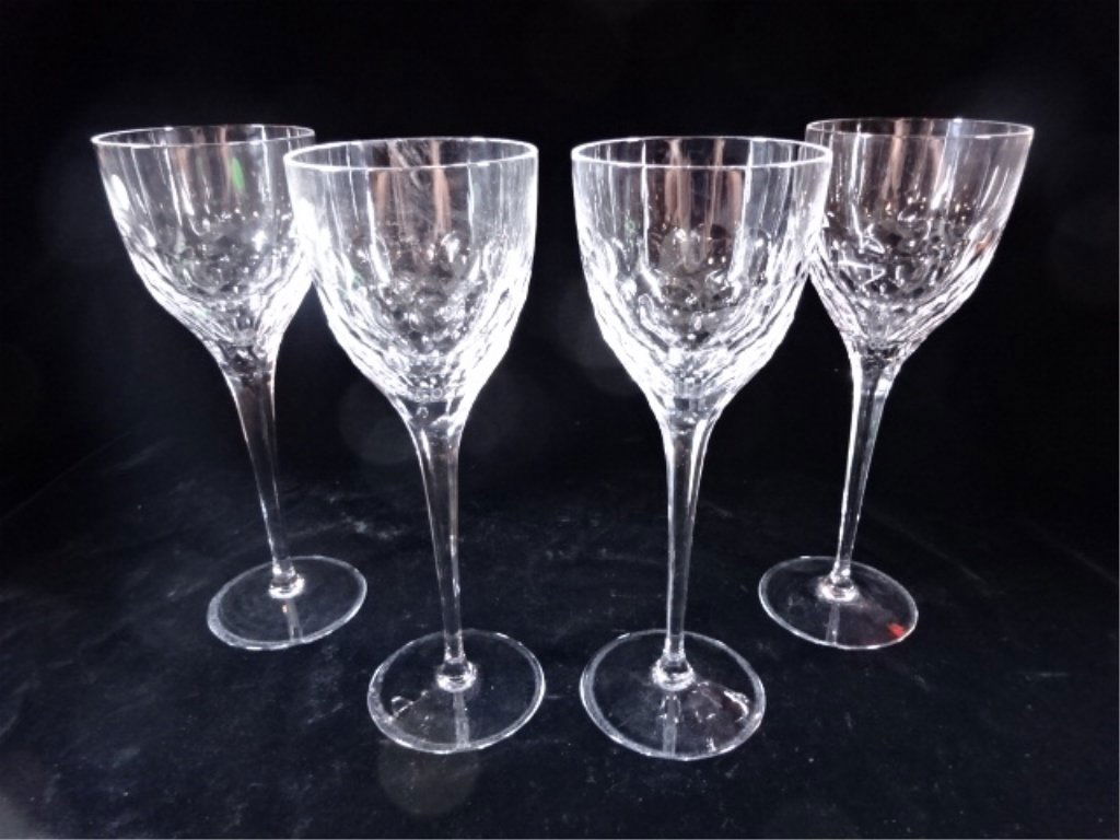 4 TALL WILLIAM YEOWARD CRYSTAL WINE GLASSES, ETCHED: 4 TALL WILLIAM YEOWARD CRYSTAL WINE GLASSES, ETCHED MARK ON BASE, EXCELLENT CONDITION, 11" X 4", SKU840.52
