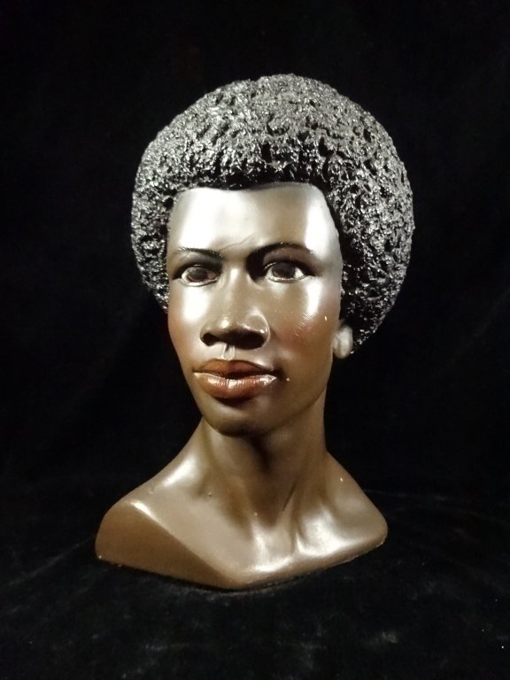 VINTAGE MARWAL CHALKWARE BUST, AFRICAN MAN, APPROX (1 of 9)