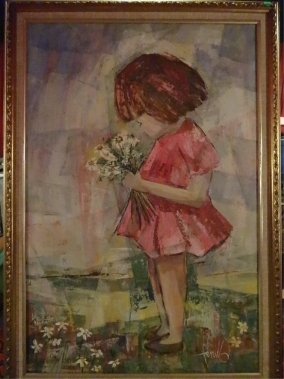 EDITH FERULLO OIL ON CANVAS PAINTING, GIRL IN PINK (1 of 8)