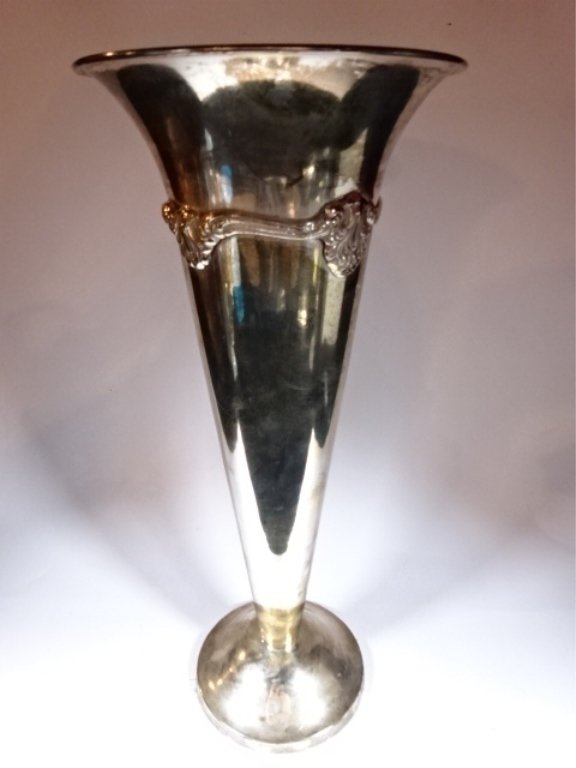 SILVERPLATE VASE, ROUND BASE, 16"H, SKU790.31: SILVERPLATE VASE, ROUND BASE, 16"H, SKU790.31