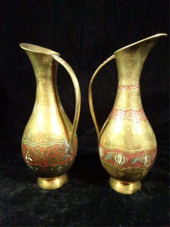 2 SMALL BRASS EWERS, APPROX 5.75"H (1 of 4)
