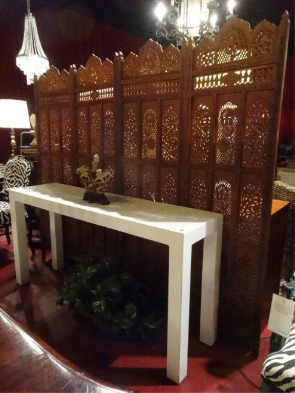 MOROCCAN CARVED WOOD FLOOR SCREEN, 4 PANELS, VERY GOOD (1 of 5)