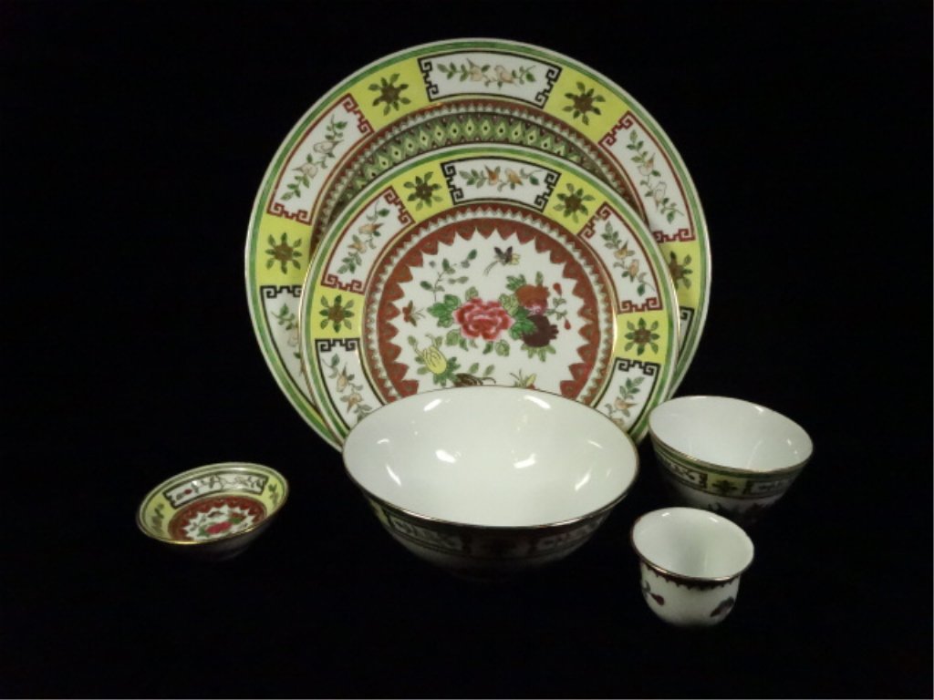 49 PC ASSEMBLED CHINESE ROSE MEDALLION CHINA SERVICE, (1 of 10)