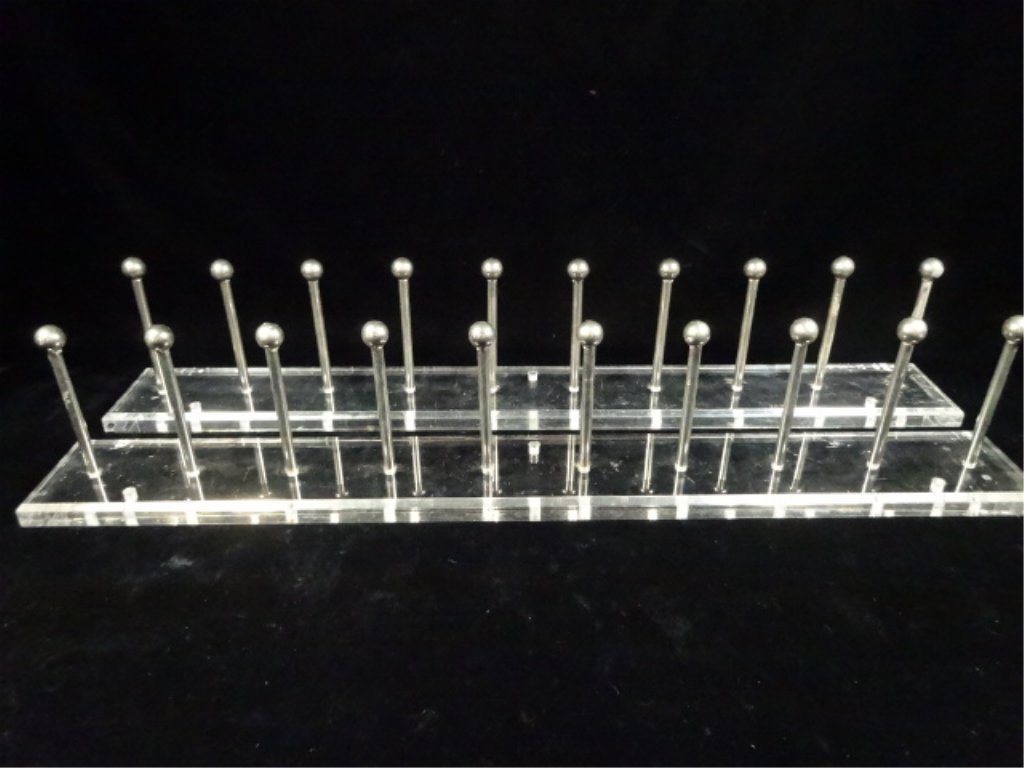 PAIR LUCITE TIE RACKS, APPROX 20" X 2.5" X 4": PAIR LUCITE TIE RACKS, APPROX 20" X 2.5" X 4"