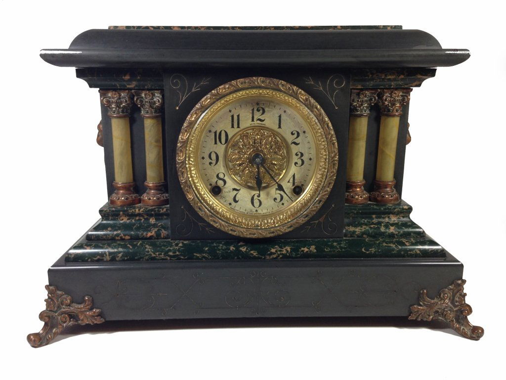 ANTIQUE SETH THOMAS ADAMANTINE MANTLE CLOCK, MOVEMENT