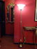 BRASS AND MARBLE TORCHIERE, GLASS SHADE, EXCELLENT