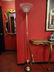 BRASS AND MARBLE TORCHIERE, GLASS SHADE, EXCELLENT - 2