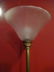 BRASS AND MARBLE TORCHIERE, GLASS SHADE, EXCELLENT - 3
