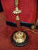 BRASS AND MARBLE TORCHIERE, GLASS SHADE, EXCELLENT - 5
