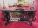 ROCOCO STYLE IRON AND GILT METAL CONSOLE TABLE, BEVELED