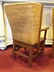 PAIR ANTIQUE WOOD AND WICKER ARMCHAIRS, CURVED WICKER - 10