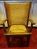 PAIR ANTIQUE WOOD AND WICKER ARMCHAIRS, CURVED WICKER - 6
