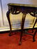 ANTIQUE CARVED MAHOGANY DEMI LUNE TABLE, VERY GOOD - 4