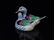 HEREND PORCELAIN PAIR OF DUCKS, BLUE FISHNET, - 3