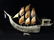 CARVED HORN DRAGON BOAT, APPROX 14" X 21"