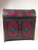 JEWELRY BOX / CASKET, LEATHER WRAPPED WITH WOOD, SOME