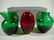 9 DANSK GLASS MINI VASES, HOLIDAY VASES IN RED, GREEN & - 2