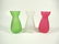 3 PC MINIATURE BUD VASES, FROSTED GLASS IN GREEN, WHITE
