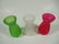 3 PC MINIATURE BUD VASES, FROSTED GLASS IN GREEN, WHITE - 2