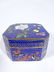 CLOISONNE TRINKET BOX, BLUE AND GOLD WITH WHITE - 5
