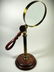 LARGE MAGNIFYING GLASS ON STAND, CARVED WOOD HANDLE IN - 4