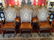6 FRENCH STYLE DINING CHAIRS. LEATHER SEATS, NAILHEAD