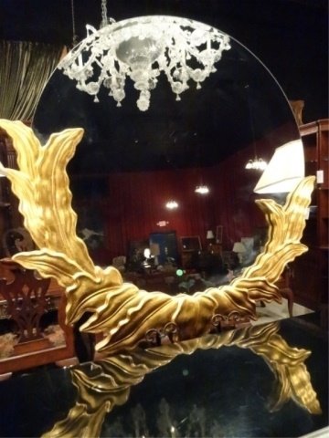GOLD GILT WOOD MIRROR. ELABORATELY CARVED GILT FOLIATE (1 of 4)
