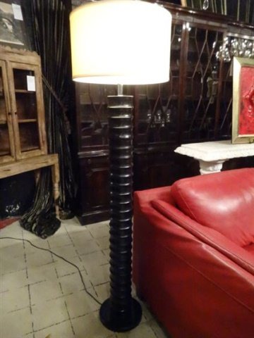 MODERN WOOD FLOOR LAMP, DARK BROWN FINISH, APPROX 5'H, (1 of 5)