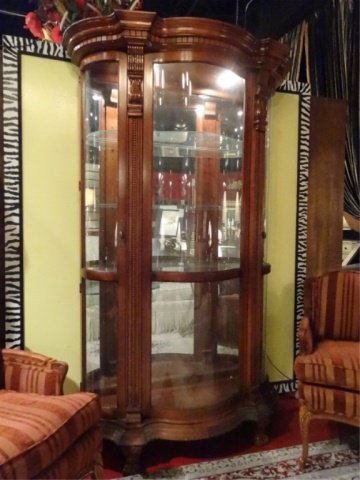 LIGHTED DISPLAY CABINET, CURVED GLASS DOORS, MIRRORED (1 of 5)