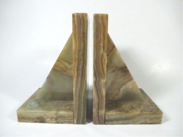 PAIR ONYX BOOKENDS, MADE IN ITALY, WITH ONYX OF (1 of 4)