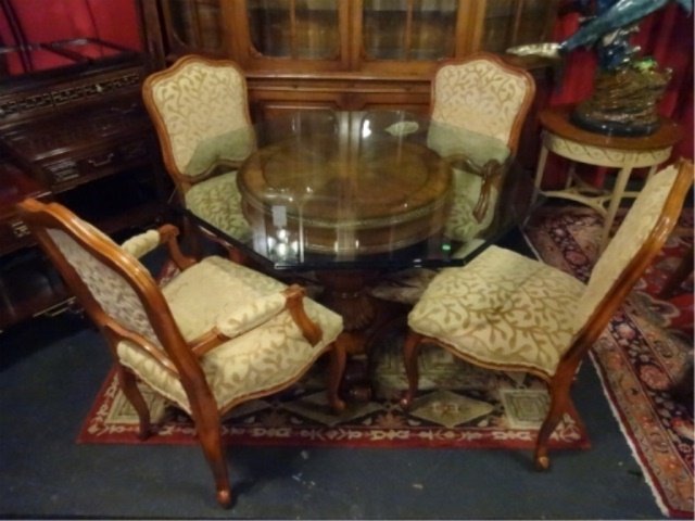 5 PC LOUIS XV STYLE DINING TABLE AND 4 CHAIRS (2 (1 of 10)