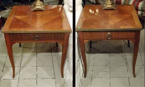 PAIR BAKER FURNITURE SIDE TABLES, SINGLE DRAWERS, (1 of 7)
