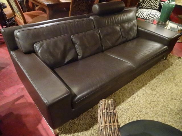 POLARIS ITALIAN LEATHER SOFA, MODERN DESIGN, BROWN (1 of 10)