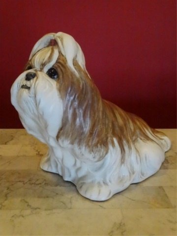 CERAMIC DOG SCULPTURE, SIGNED AND DATED ON BASE, (1 of 6)